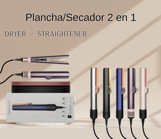 2 en 1 Secador/Plancha De Pelo de Iones Negativo
