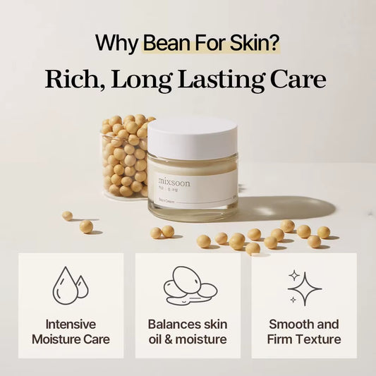 Mixsoon Bean Cream - Intense Moisturizing Cream for Smooth and Nourished Skin, Pores and Sebum Care - Korean Glass Skin Care