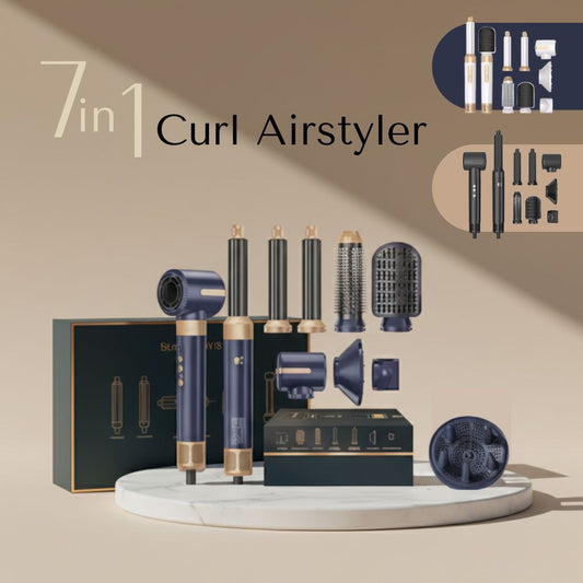 Secador De Pelo 7 En 1, Cepillo Sin Escobillas, Secador De Pelo De Alta Velocidad Con Difusor, Secador De Pelo Iónico, Peine De Estilismo De Aire Caliente, Rizador De Pelo Automático